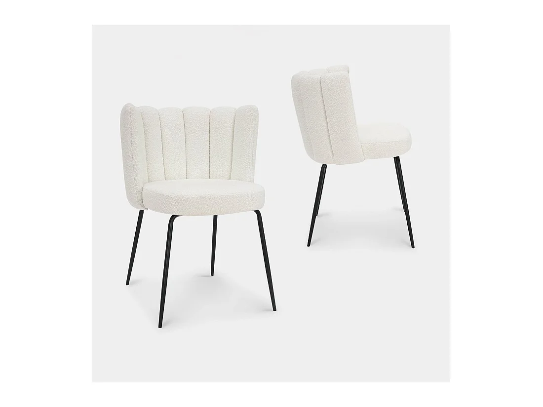 Chaise de salle à manger en bouclé blanc 61x78 cm-Enis