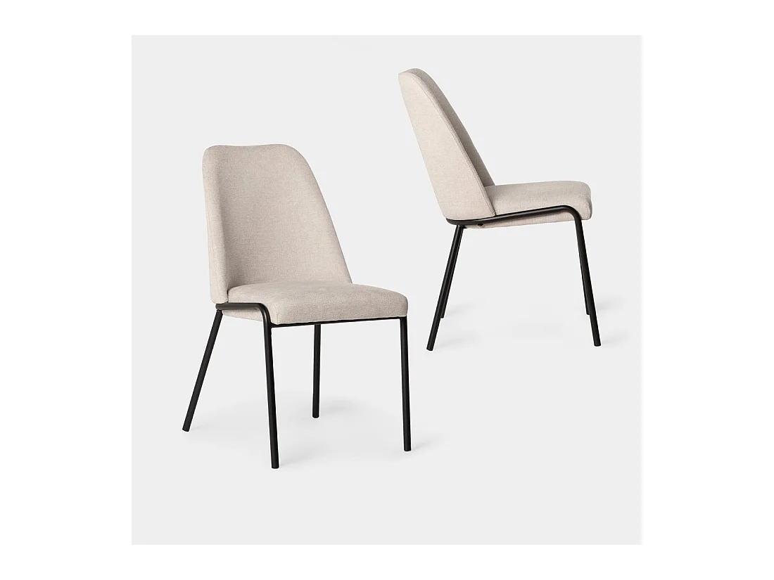 Chaise de salle à manger en tissu beige 50x88 cm-Deli