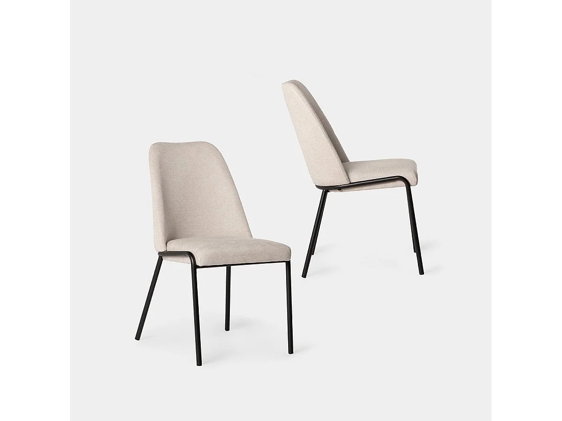 Chaise de salle à manger en tissu beige 50x88 cm-Deli