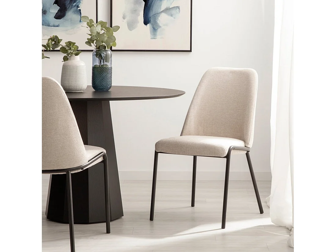 Chaise de salle à manger en tissu beige 50x88 cm-Deli