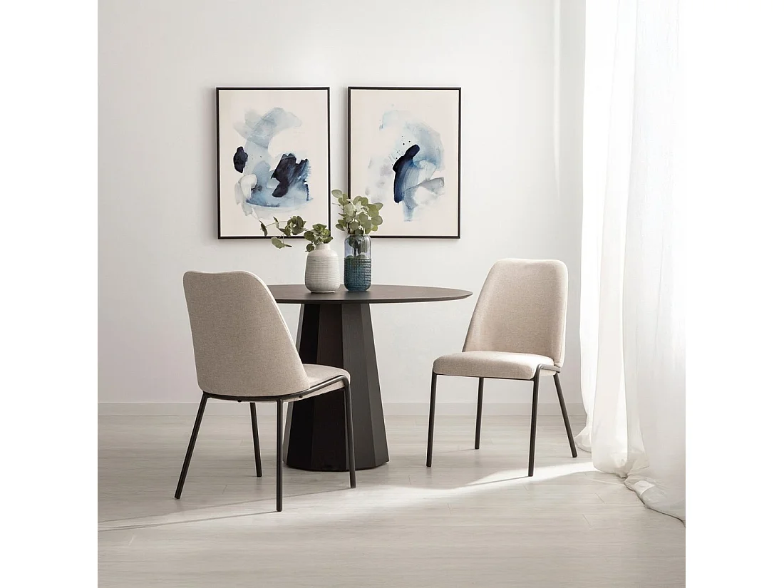 Chaise de salle à manger en tissu beige 50x88 cm-Deli