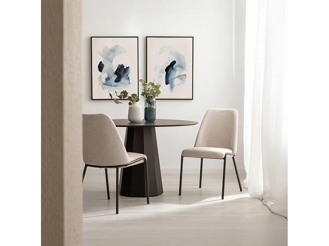 Chaise de salle à manger en tissu beige 50x88 cm-Deli