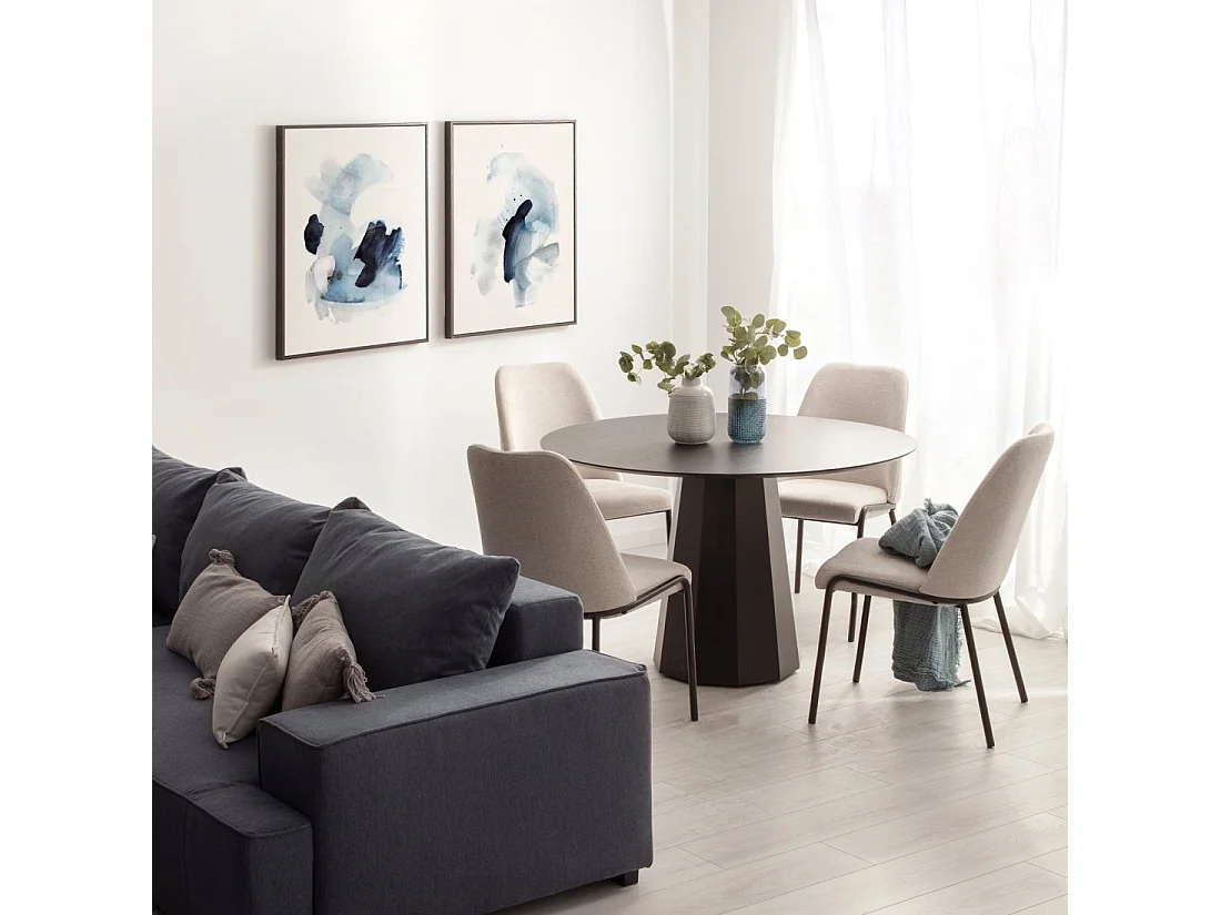 Chaise de salle à manger en tissu beige 50x88 cm-Deli