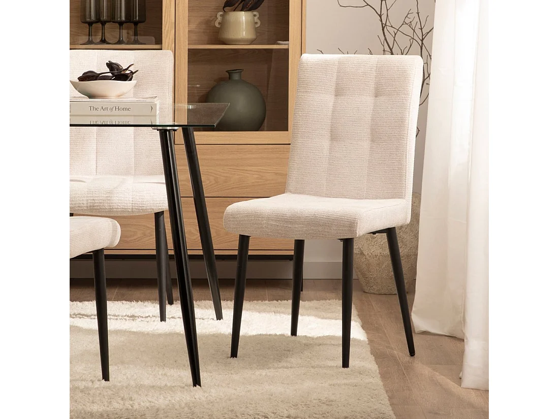 Chaise de salle à manger en tissu beige 44x92 cm-Leia