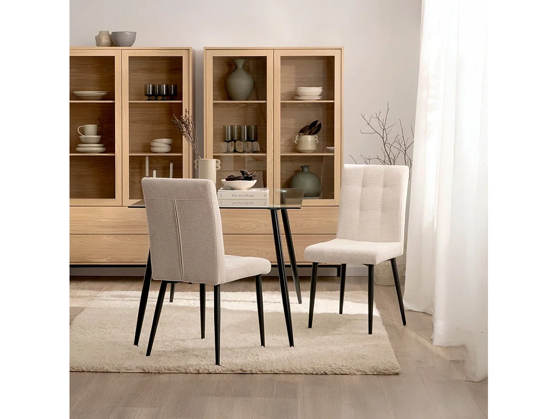 Chaise de salle à manger en tissu beige 44x92 cm-Leia