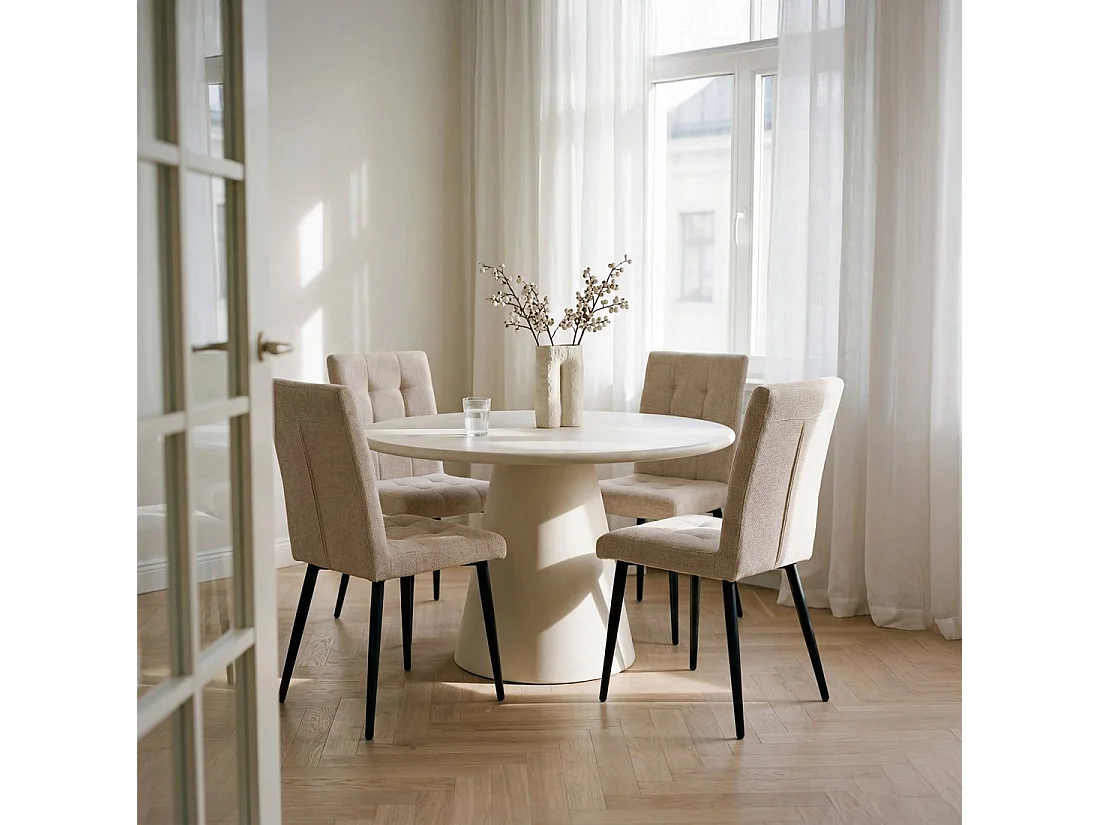 Chaise de salle à manger en tissu beige 44x92 cm-Leia