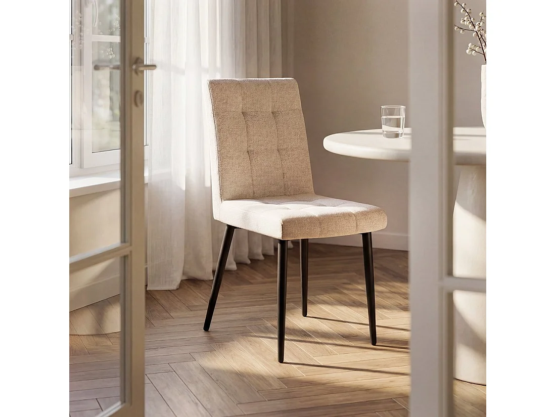 Chaise de salle à manger en tissu beige 44x92 cm-Leia