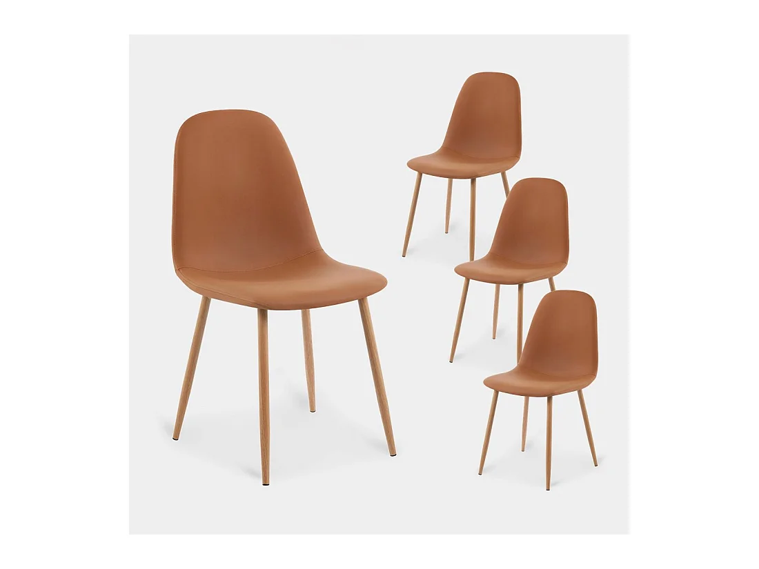 Chaise de salle à manger en similicuir terracotta 44x84 cm-Elia