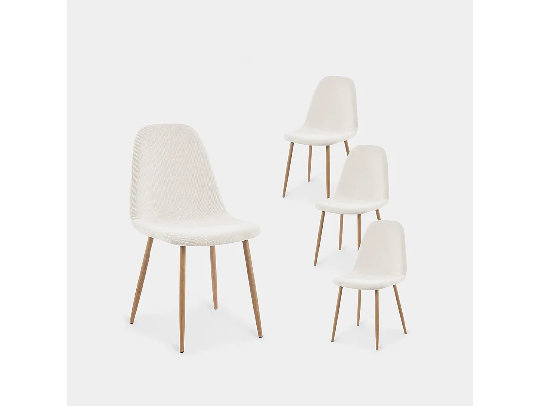 Chaise de salle à manger en rembourrage en microvelours blanco roto 44x84 cm-Elia