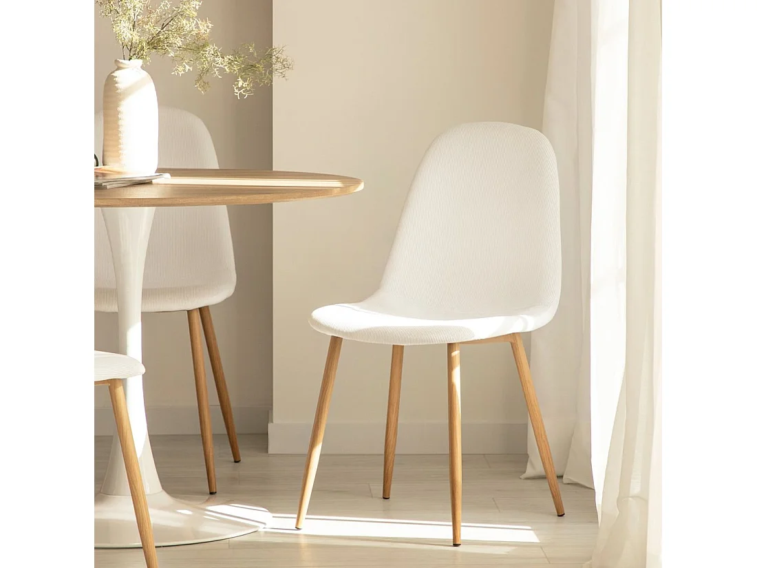 Chaise de salle à manger en rembourrage en microvelours blanco roto 44x84 cm-Elia