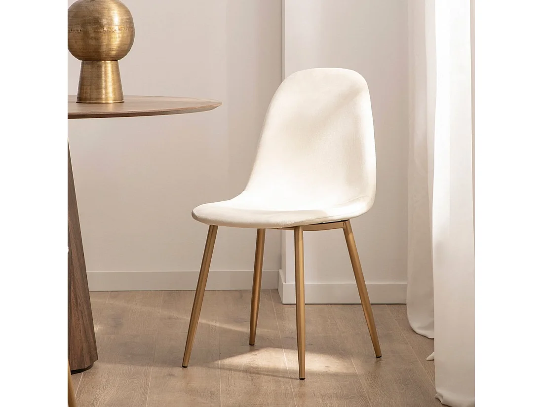 Chaise de salle à manger en velours beige 44x84 cm-Elia