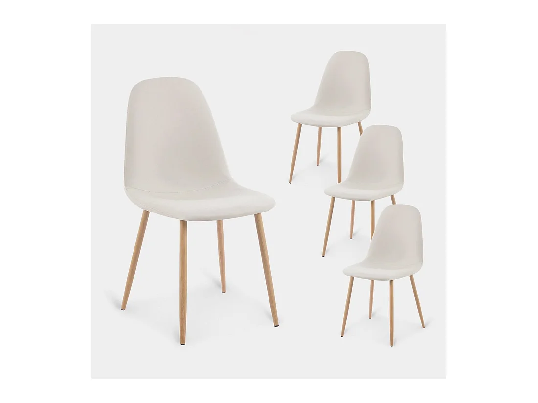 Chaise de salle à manger en similicuir beige 44x84 cm-Elia
