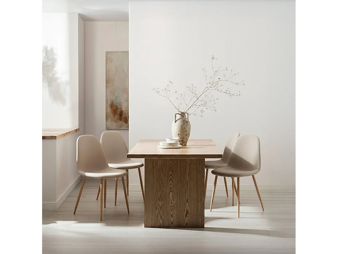 Chaise de salle à manger en similicuir beige 44x84 cm-Elia