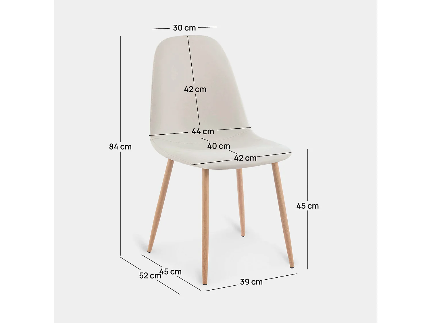 Chaise de salle à manger en similicuir beige 44x84 cm-Elia