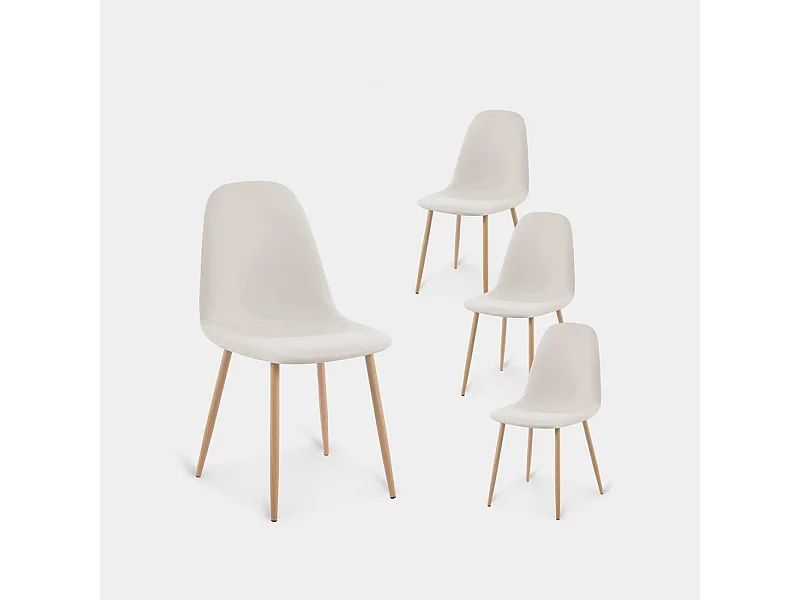 Chaise de salle à manger en similicuir beige 44x84 cm-Elia