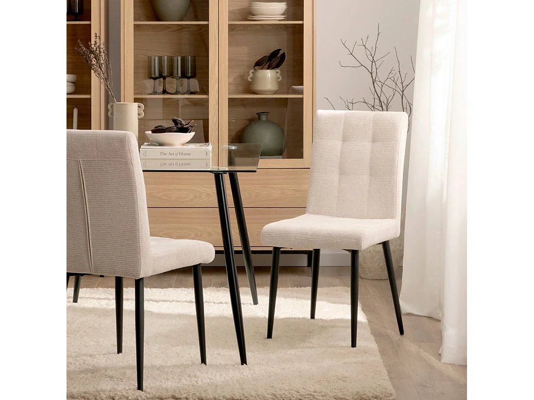 Chaise de salle à manger en tissu beige 44x92 cm-Leia