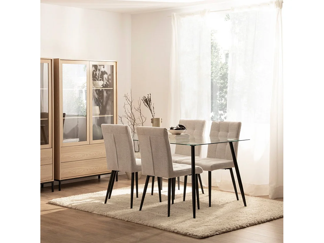 Chaise de salle à manger en tissu beige 44x92 cm-Leia