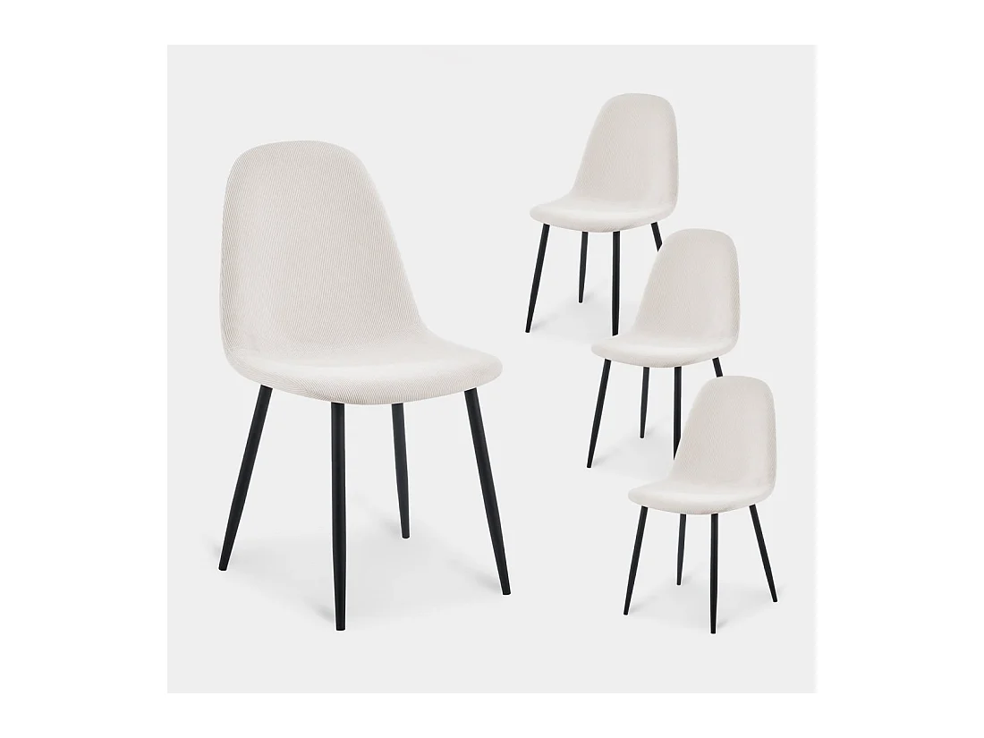 Chaise de salle à manger en rembourrage en microvelours blanco roto 44x84 cm-Elia