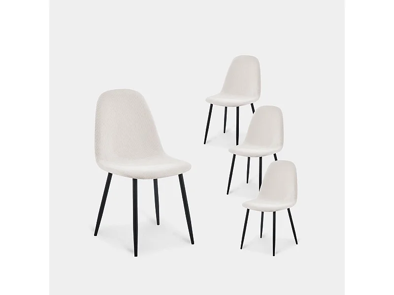 Chaise de salle à manger en rembourrage en microvelours blanc ivoire 44x84 cm-Elia