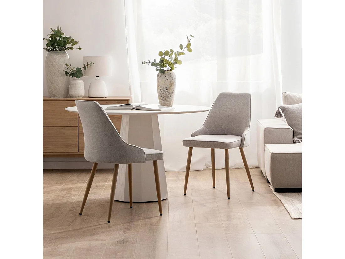 Chaise de salle à manger en tissu gris 52x87 cm-Nika