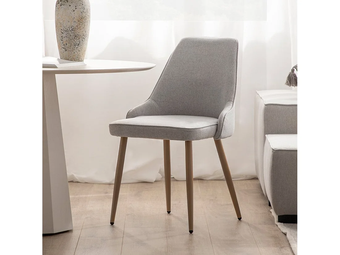 Chaise de salle à manger en tissu gris 52x87 cm-Nika