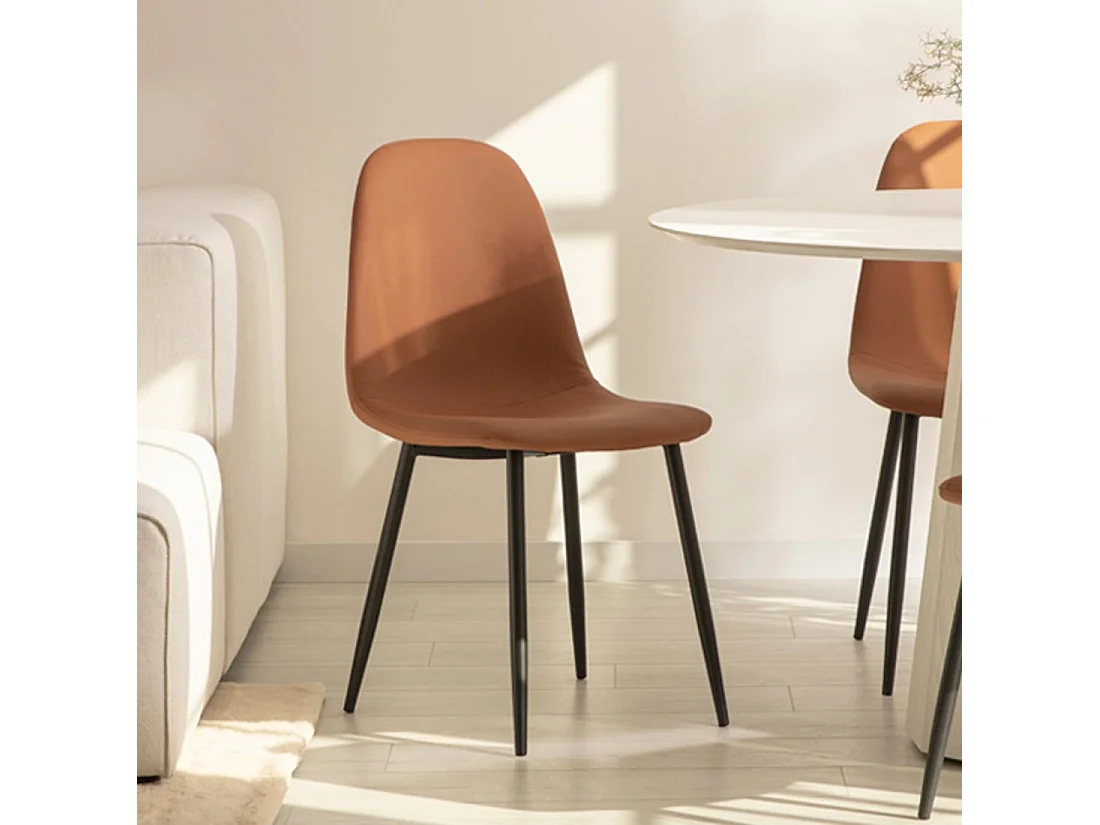 Chaise de salle à manger en similicuir terracotta 44x84 cm-Elia