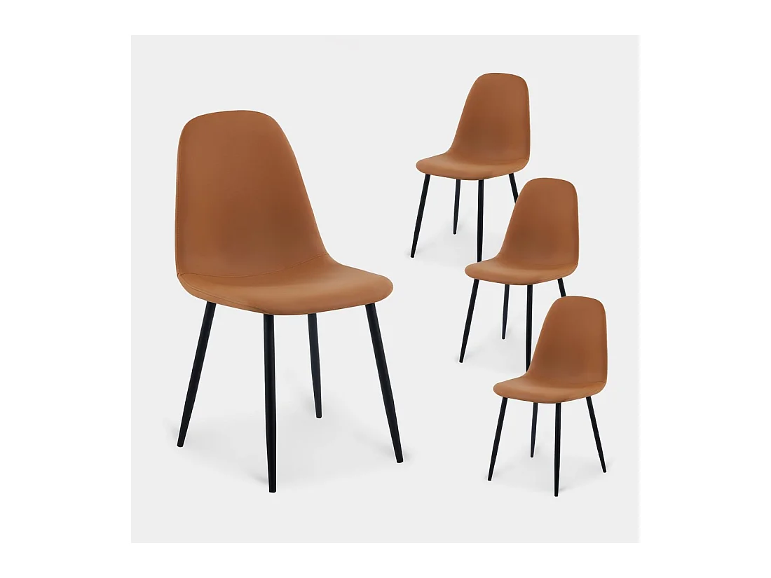 Chaise de salle à manger en similicuir terracotta 44x84 cm-Elia