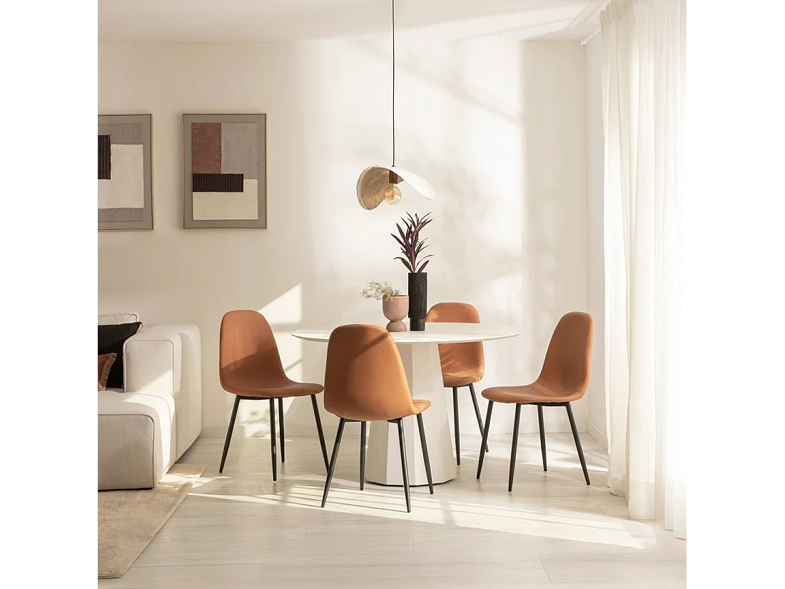 Chaise de salle à manger en similicuir terracotta 44x84 cm-Elia