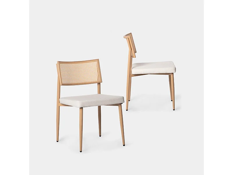 Packs 2 sillas Beige 48 x 79 cm