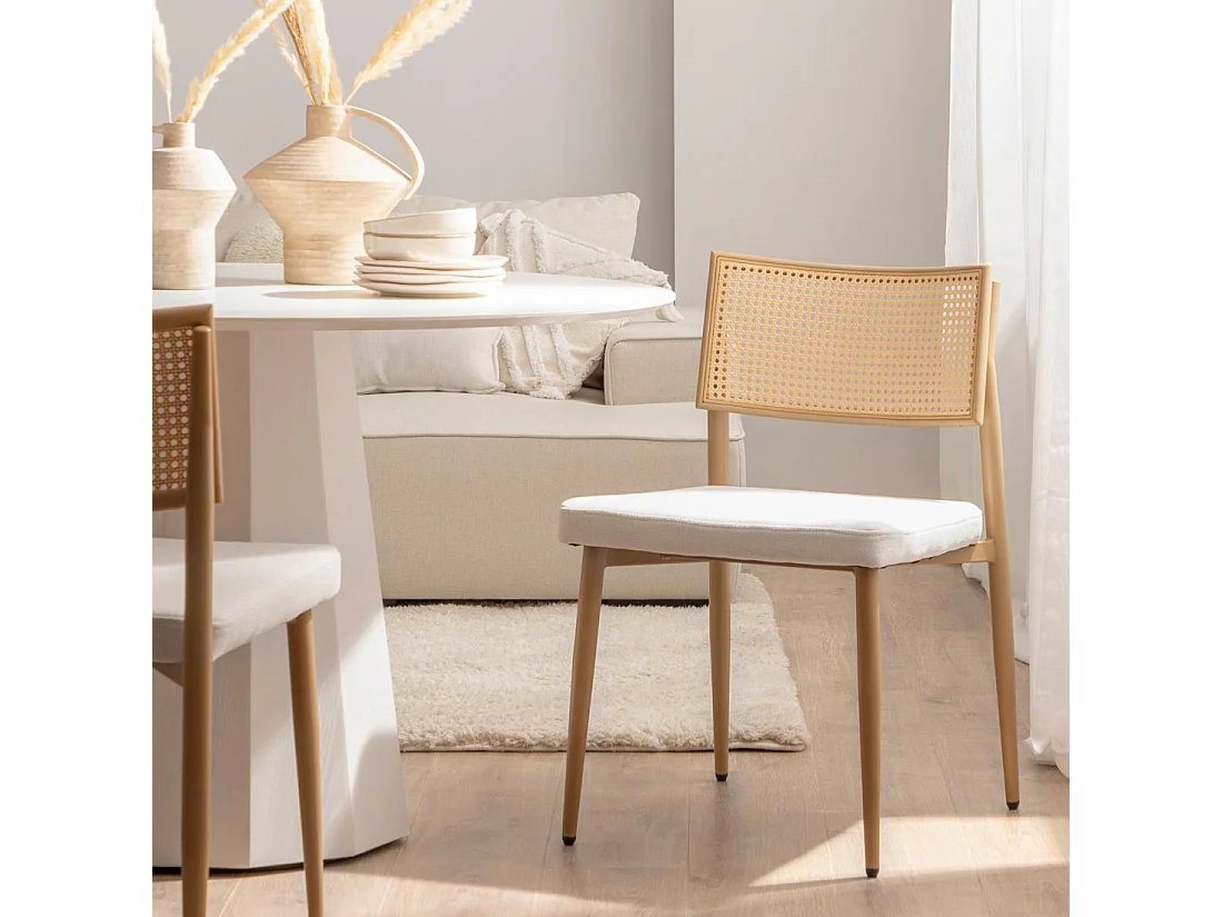Chaise de salle à manger en fibre synthétique beige 48x79 cm-Yara