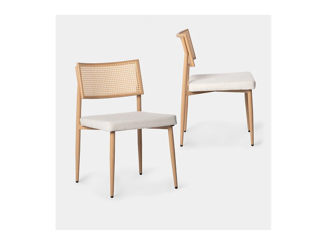 Chaise de salle à manger en fibre synthétique beige 48x79 cm-Yara