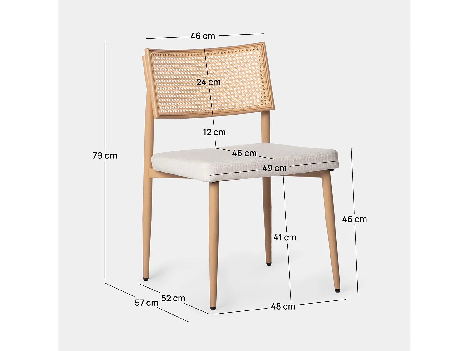 Packs 2 sillas Beige 48 x 79 cm