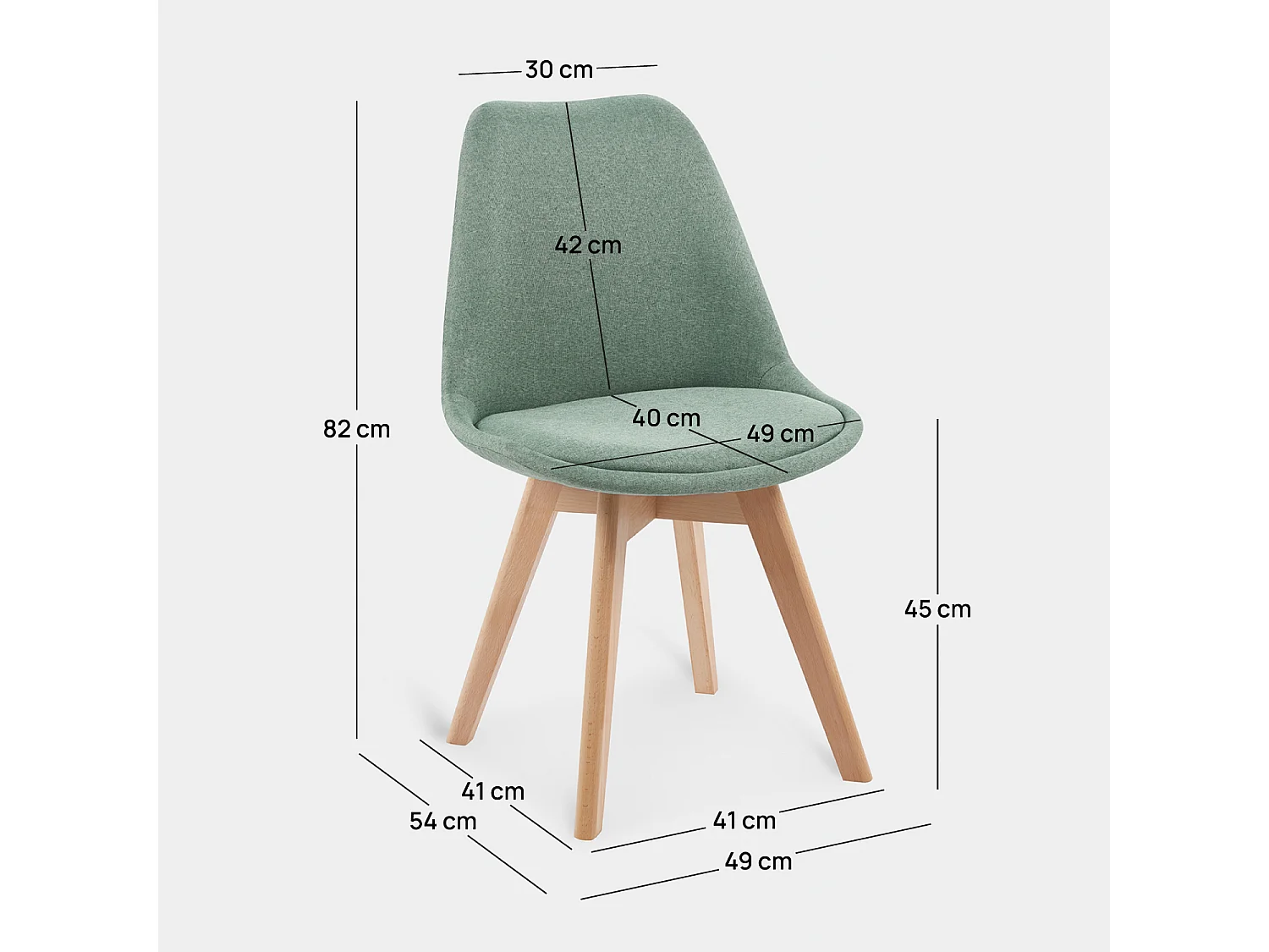 Chaise de salle à manger en tissu menthe 49x82 cm-Kler
