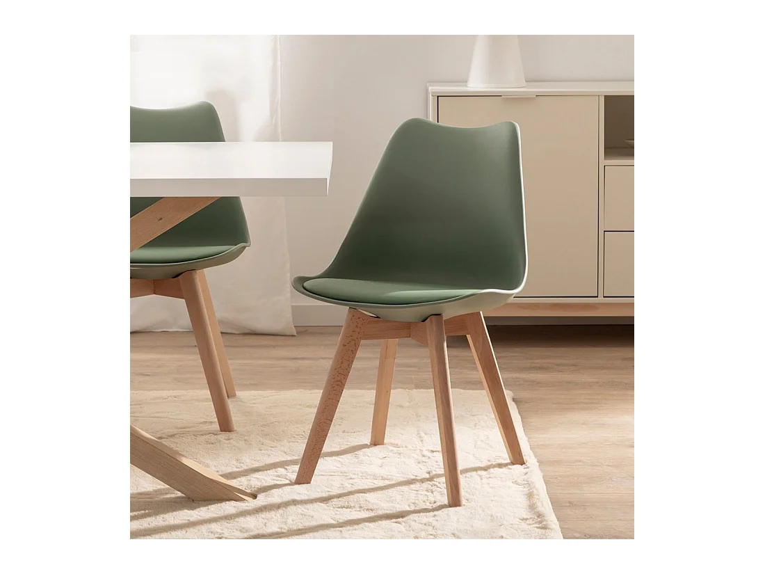Chaise d'extérieur en plastique vert olive 48x82 cm-Kler