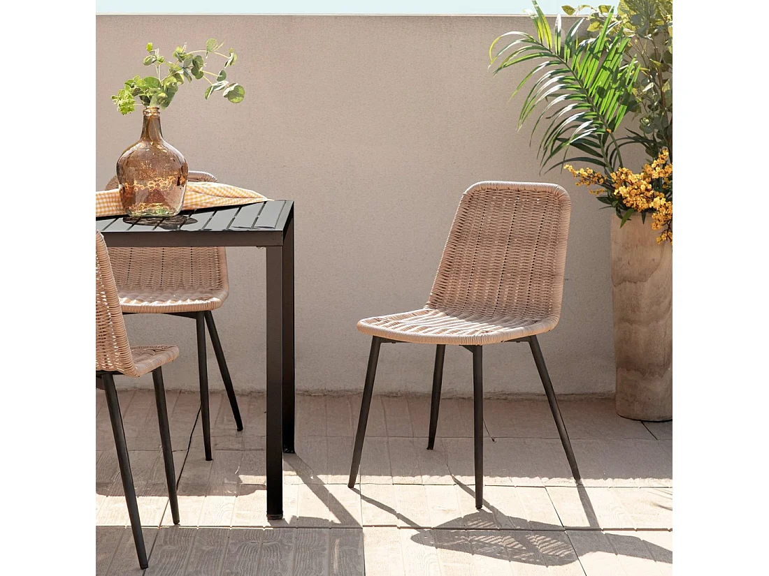 Chaise d'extérieur en fibre synthétique naturel 45x84 cm-Noah