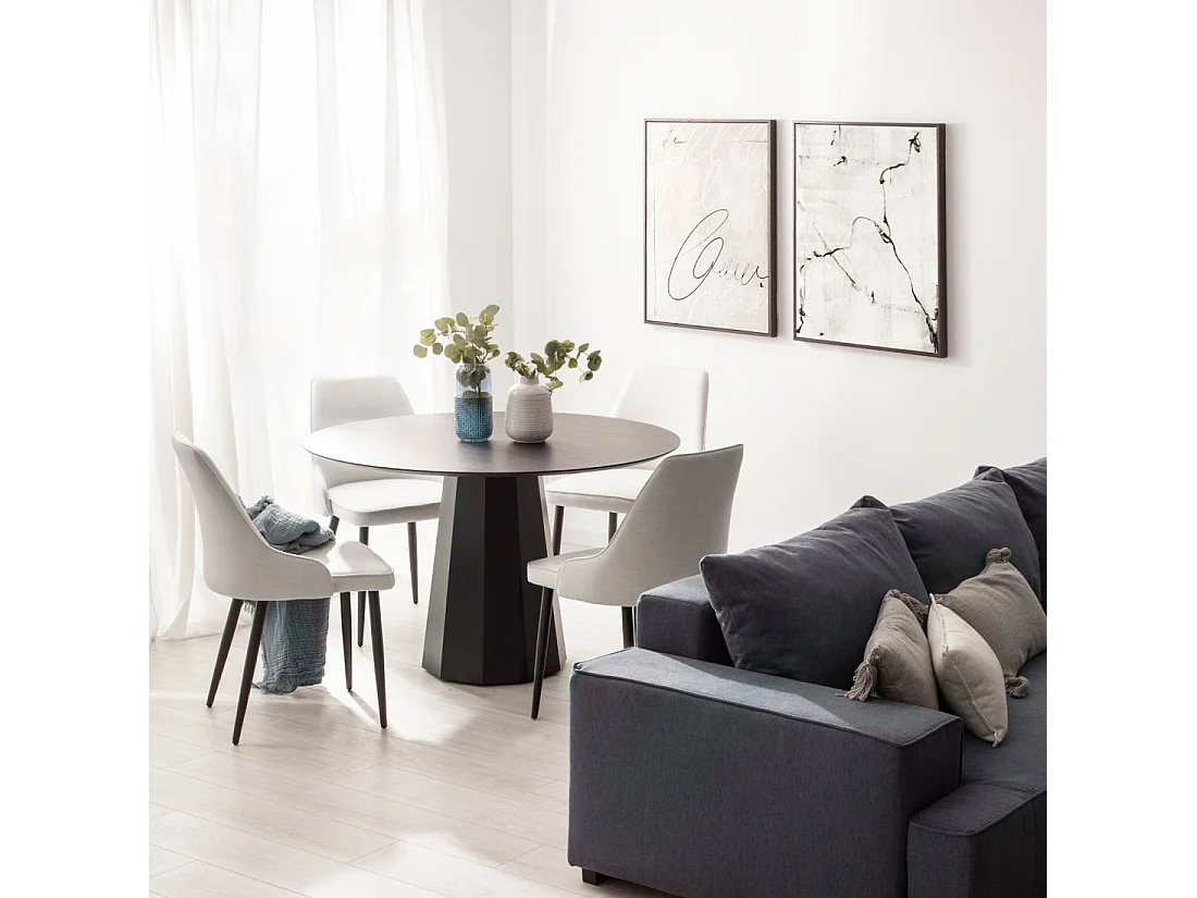 Chaise de salle à manger en tissu gris 52x87 cm-Nika