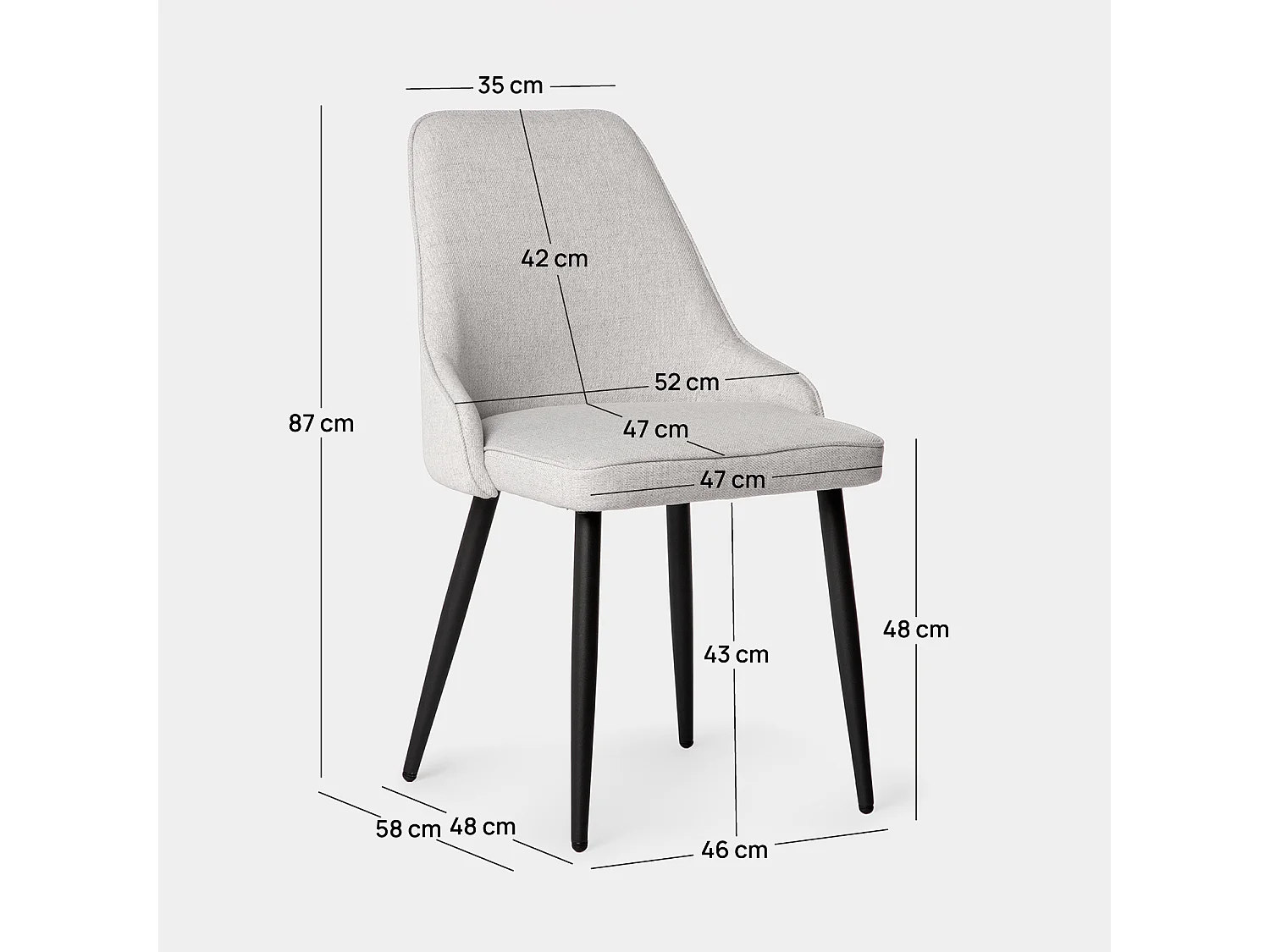 Packs 2 sillas Gris 52 x 87 cm
