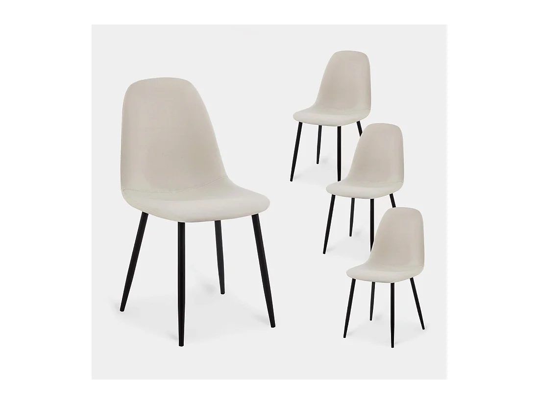 Chaise de salle à manger en similicuir beige 44x84 cm-Elia