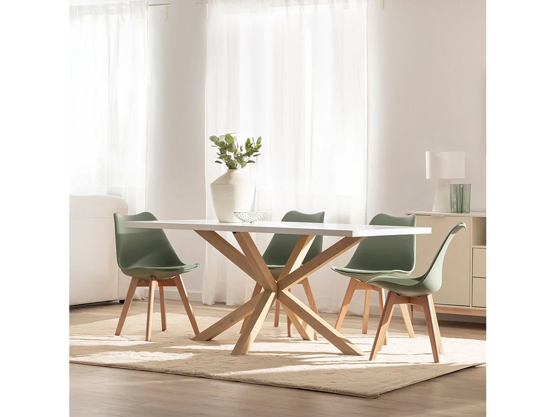 Table fixe en bois blanc 160x76.5 cm-Emerald