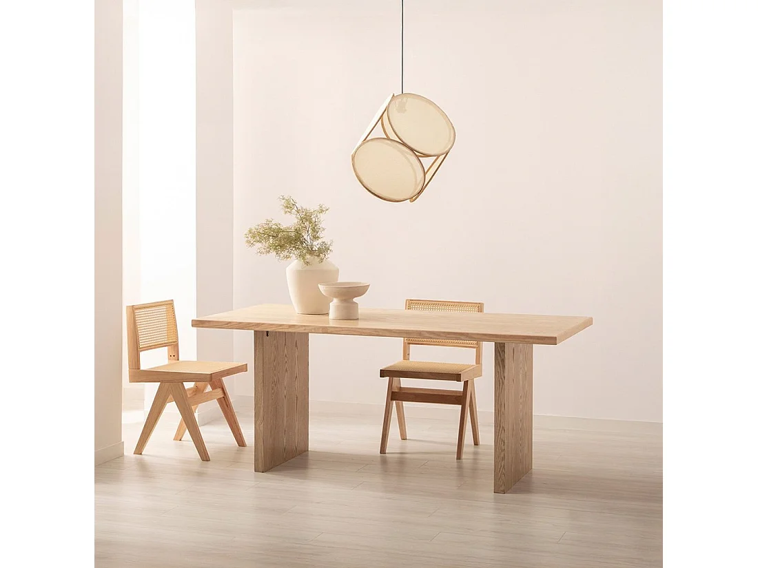 Table fixe en bois naturel 180x76 cm-Fred