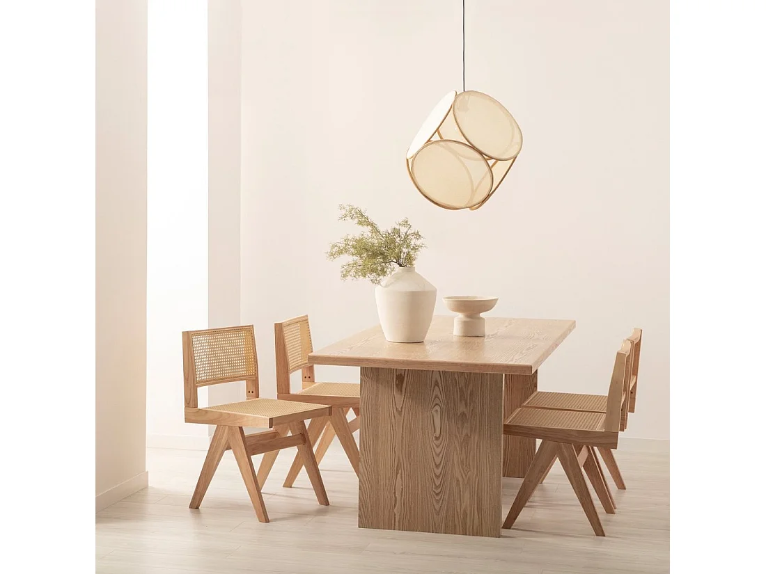 Table fixe en bois naturel 180x76 cm-Fred