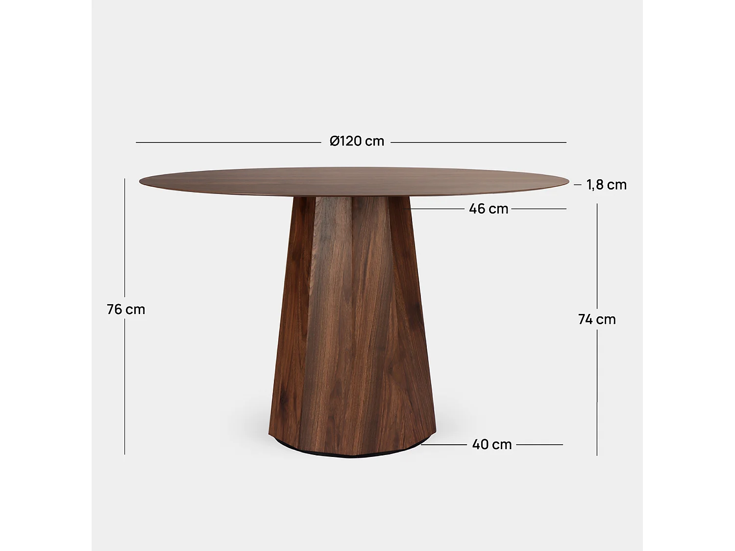 Table fixe en bois noyer 120x76 cm-Olivier
