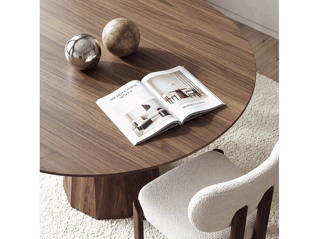 Table fixe en bois noyer 120x76 cm-Olivier