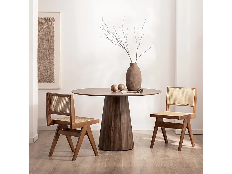 Table fixe en bois noyer 120x76 cm-Olivier