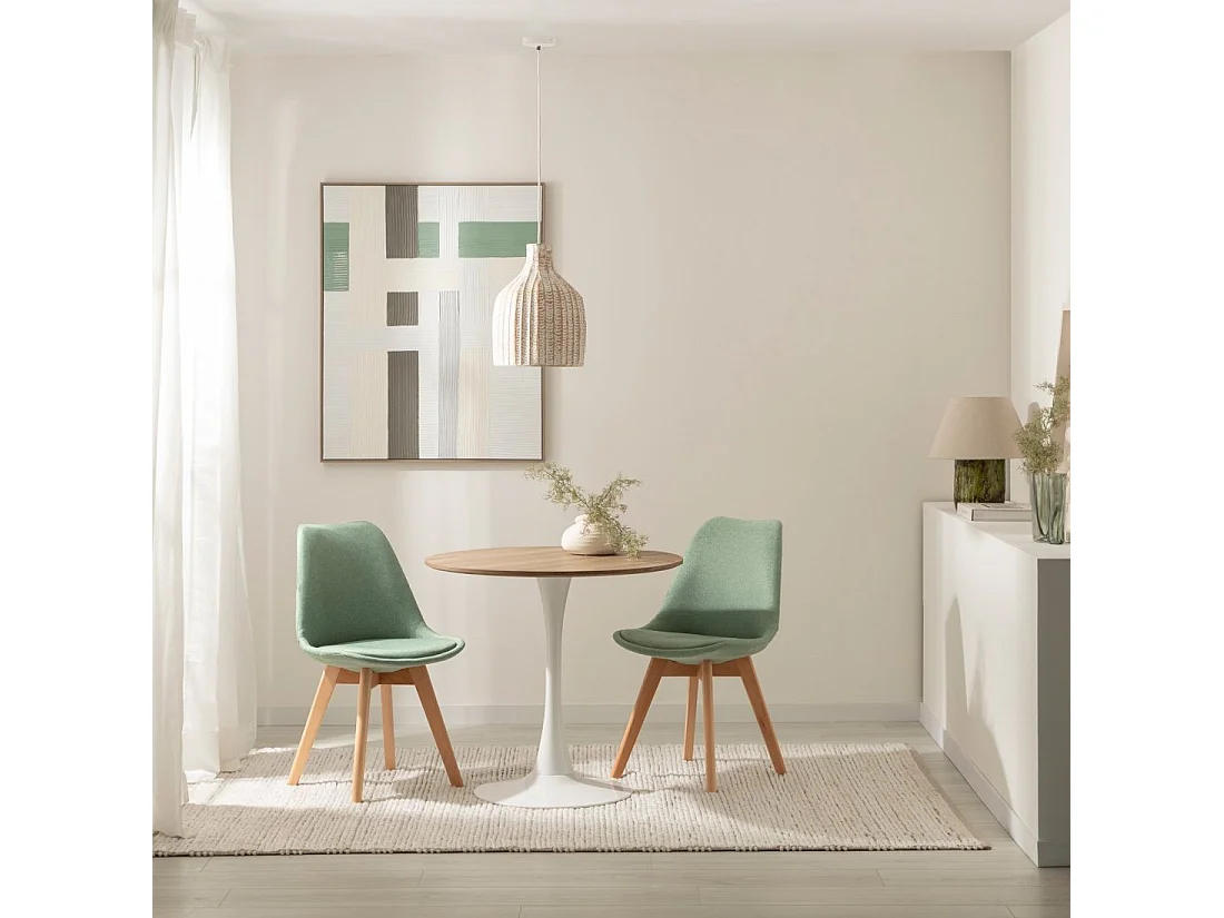 Table fixe en bois naturel 80x73 cm-Cory