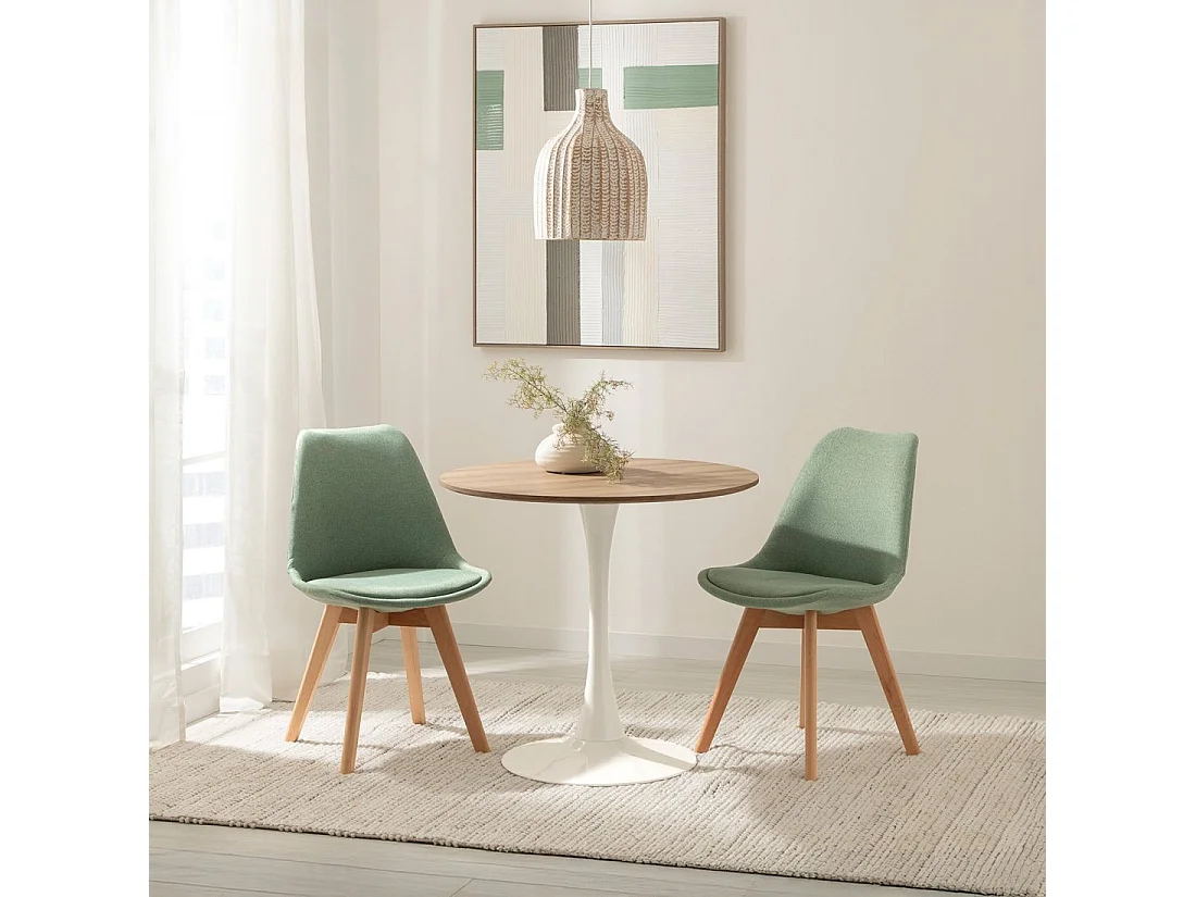 Table fixe en bois naturel 80x73 cm-Cory