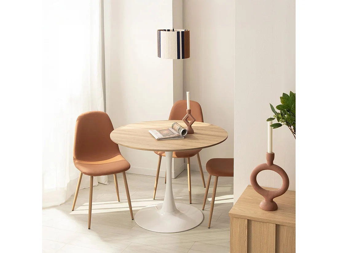 Table fixe en bois naturel 100x73 cm-Cory