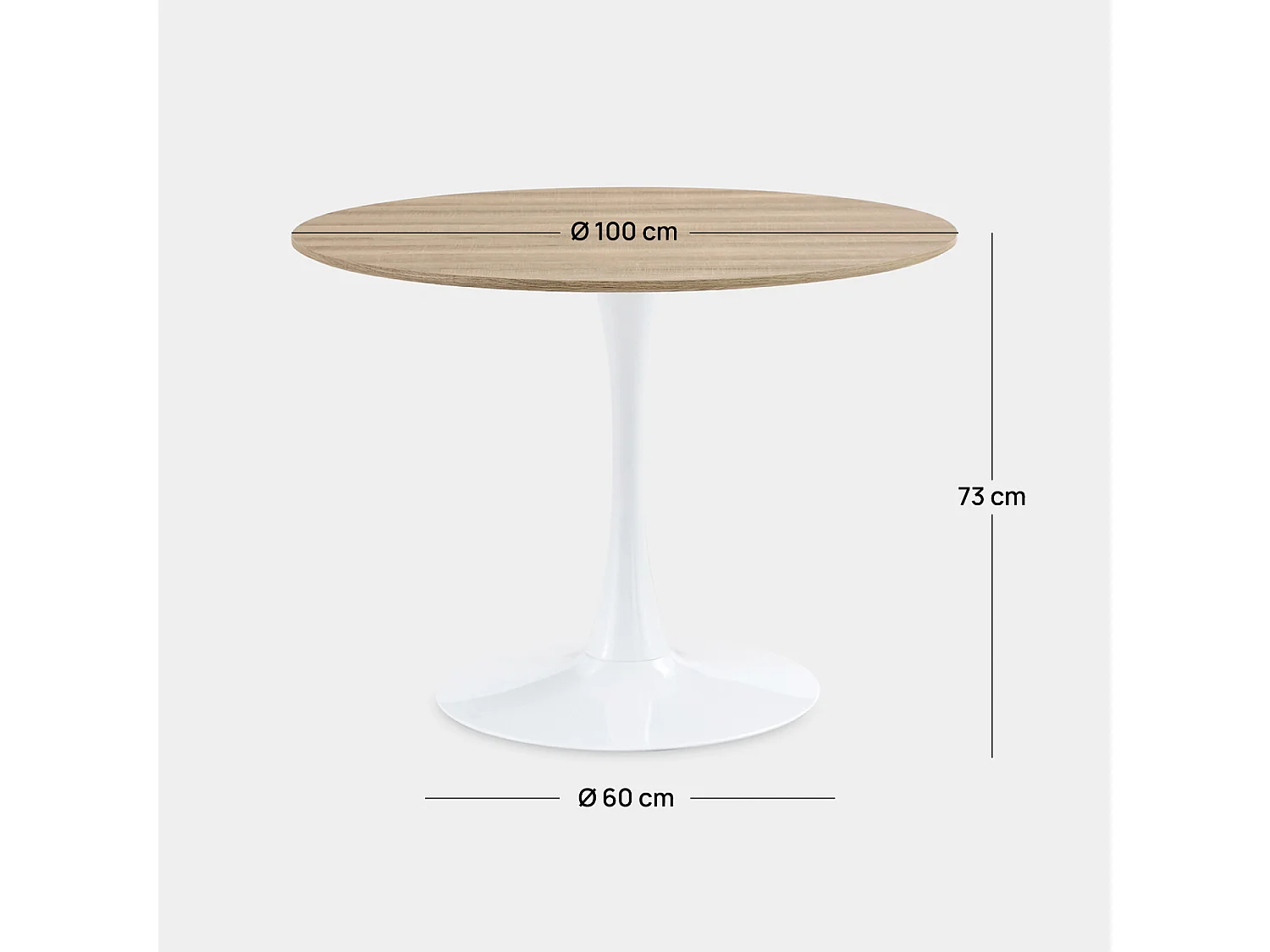 Table fixe en bois naturel 100x73 cm-Cory