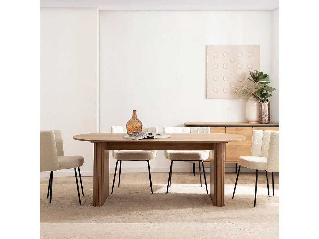 Table fixe en bois naturel 200x75 cm-Breda