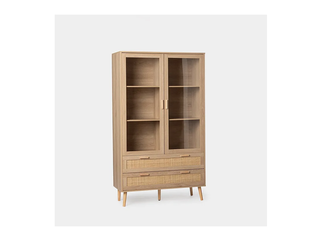 Vitrine double en rotin naturel 100x170 cm-Tahiti